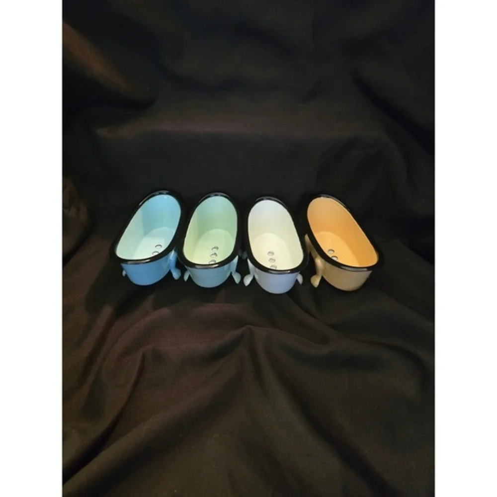 Blue Stallion Set of 4 Ceramic Clawfoot Bathtub Soap‎ Dishes Pastel